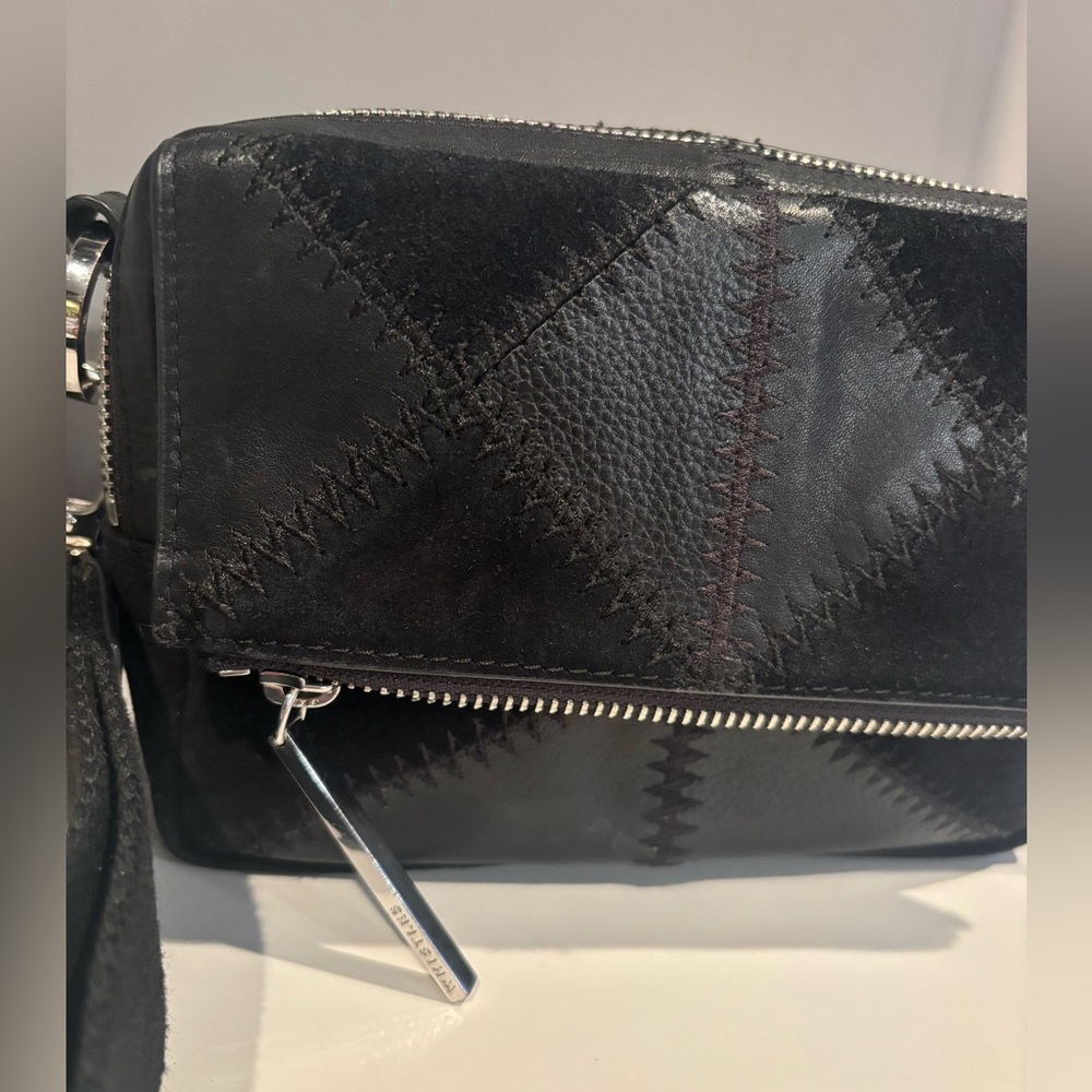Whistles Black Quilted Patchwork Crossbody Bag - Picture 4 of 13